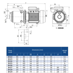 E-Tech EH5/5 daugiapakopio siurblio schema