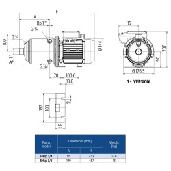 E-Tech EHSP3/5 daugiapakopio siurblio schema