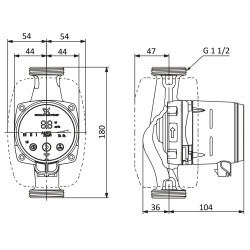 Grundfos Alpha2 25-80 180 cirkuliacinio siurblio schema