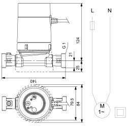 Grundfos UP15-14BXDT PM cirkuliacinio siurblio schema