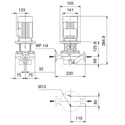 Grundfos TP 32-120/2 A-F-A-BQBE-DX1 linijinio vienpakopio siurblio schema