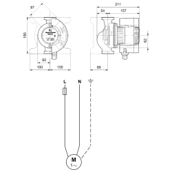Grundfos Magna 25-60 180 cirkuliacinio siurblio schema