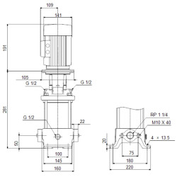 Grundfos CR 5-3 A-A-A-E-HQQE daugiapakopio siurblio schema