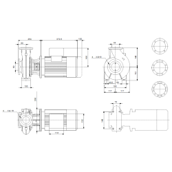 Grundfos NB 32-125/142 AAF2AESBAQEJW1 sausai statomo vienpakopio siurblio schema