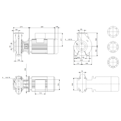 Grundfos NB 50-125/121 AAF2AESBAQEKW1 sausai statomo vienpakopio siurblio schema