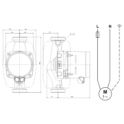 Grundfos Alpha2 25-80 N 180 drenažinio siurblio schema