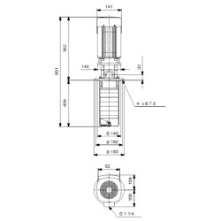 Grundfos MTR 5-12/8 A-W-A-HUUV daugiapakopio siurblio schema