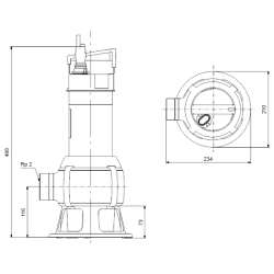 Grundfos Unilift AP50B.50.15.3V fekalinio siurblio schema