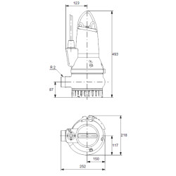 Grundfos DP10.50.09.2.1.502 drenažinio siurblio schema