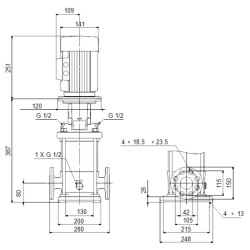 Grundfos CRN 10-3 A-FGJ-A-V-HQQV daugiapakopio siurblio schema
