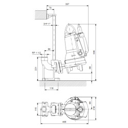 Grundfos SEG.40.09.E.2.50B fekalinio siurblio schema