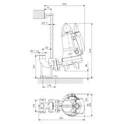 Grundfos SEG.40.26.E.2.50B fekalinio siurblio schema