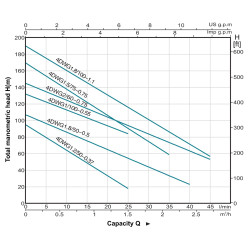 LEO 4DWG sraigtinių siurblių kreivės pagal techninę specifikaciją