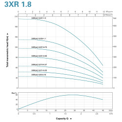 LEO 3XR1.8 vandens siurblių gręžiniui kreivės pagal techninę specifikaciją