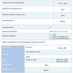 SAER M300-400-500 išcentrinių siurblių techninė specifikacija