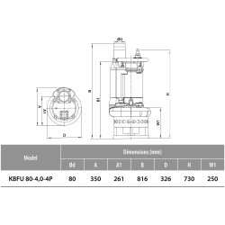 Drenažinių siurblių Ibo KBFU 80-4.0-4P schema