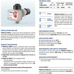 Elektrinis slėgio reguliatorius Pedrollo PRESFLO VARIO 230V 1.5kW - informacija