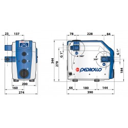 Pedrollo DGPED3 modelio dydžio parametrai