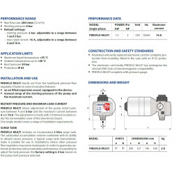 Pedrollo PRESFLO MULTI 230V 1.5kW specifikacija